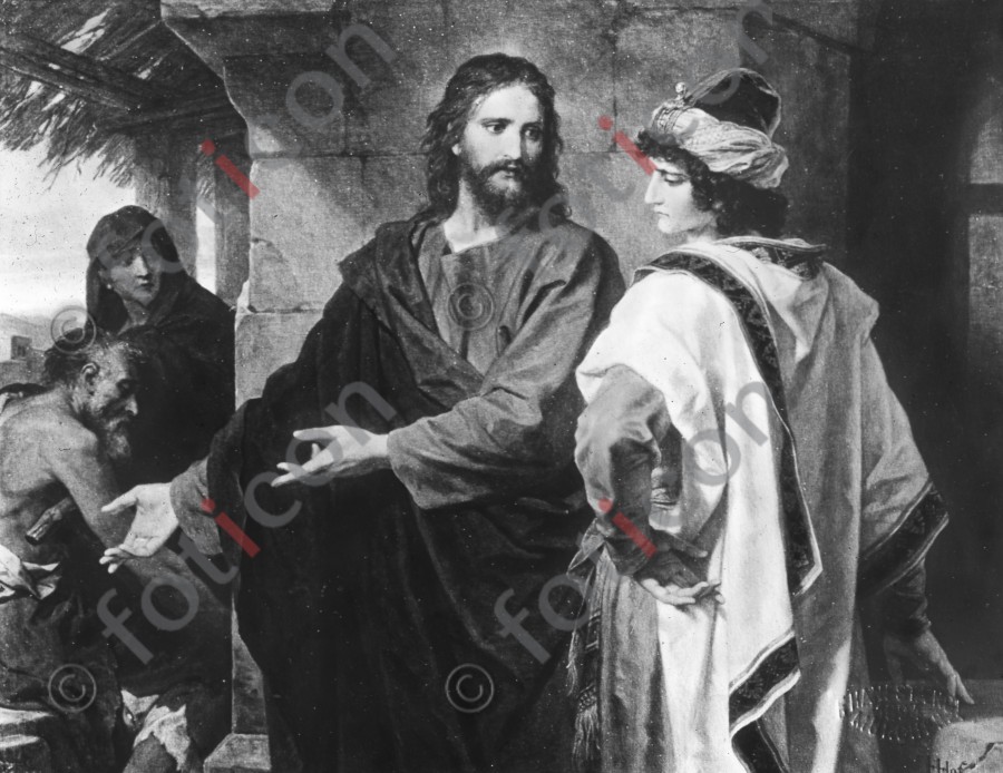 Jesus und der reiche Jüngling | Jesus and the rich youth - Foto simon-134-073-sw.jpg | foticon.de - Bilddatenbank für Motive aus Geschichte und Kultur